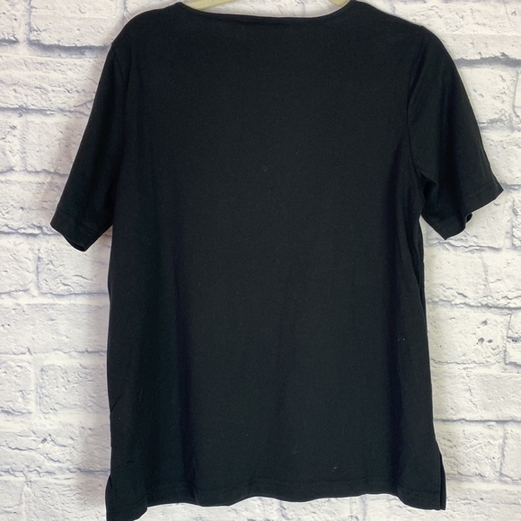 Bob Mackie Wearable Art black tee floral embroidery small - Picture 3 of 5